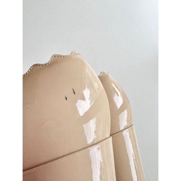 CHLOE Lauren Nude Patent Leather Scalloped Round Toe Block Heel Pumps, Size 38.5 - Picture 9 of 15